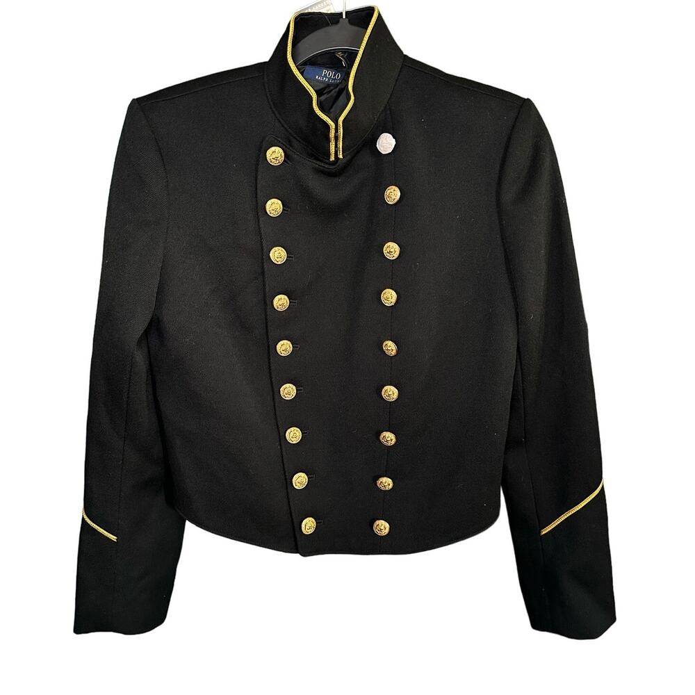Ralph Lauren NWT Womens Military Jacket 4 Black Polo Wool Jacket Vintage